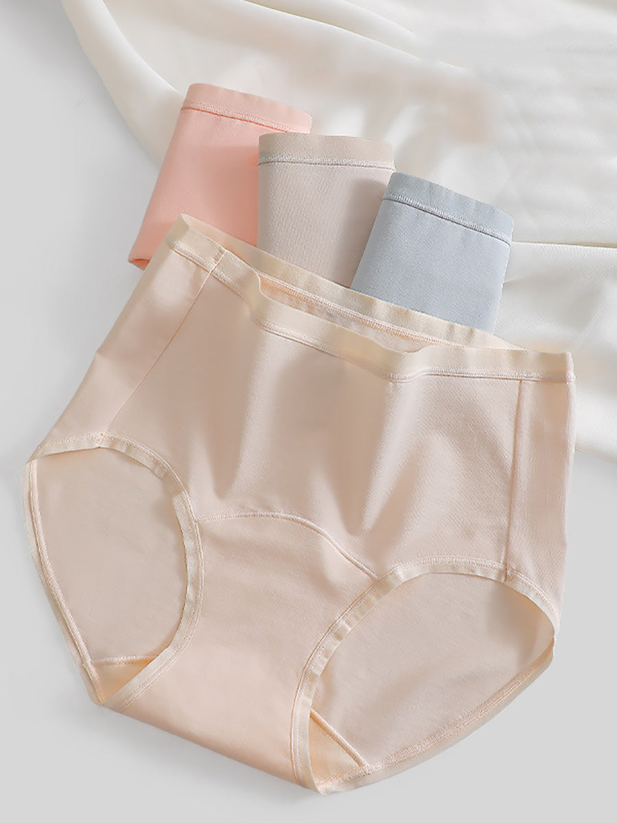 4 Pieces Summer Women Pure Color 100%Cotton Underwear