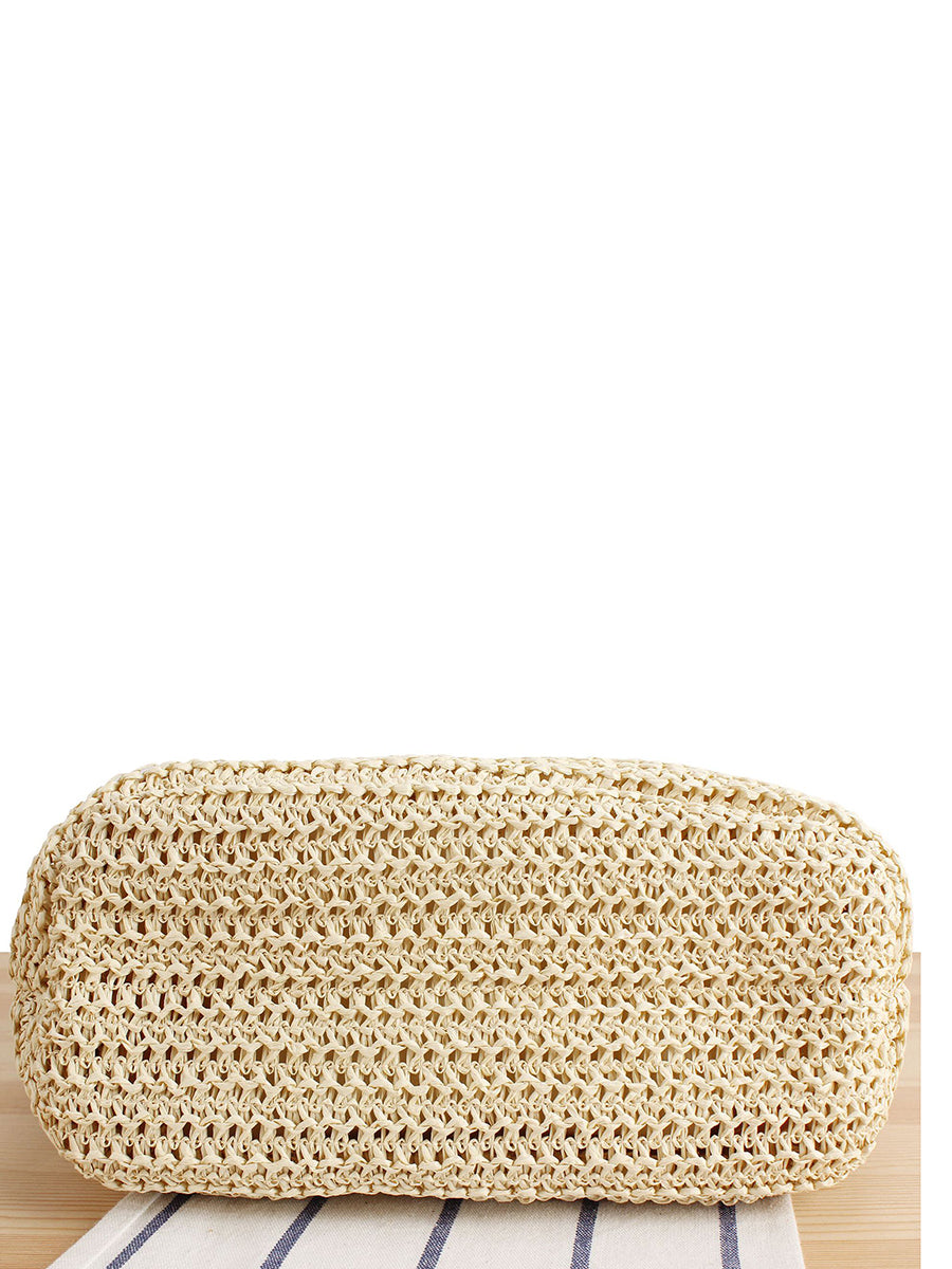 Women Casual Colorblock Straw Weave Shoulder Bag