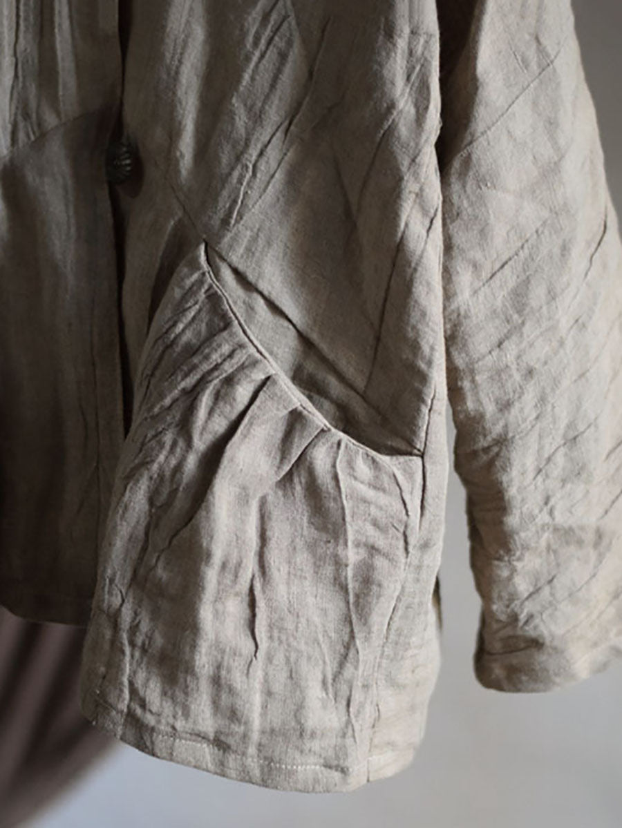 Women Artsy Solid Button Pocket Irregular Fold T-shirt