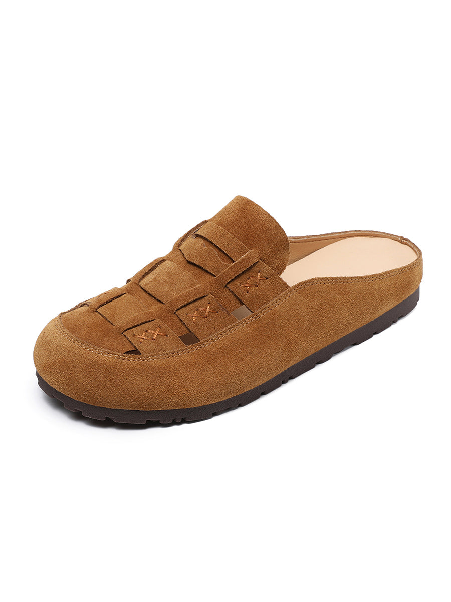 Women Summer Suede Leather Weave Flat Shoes