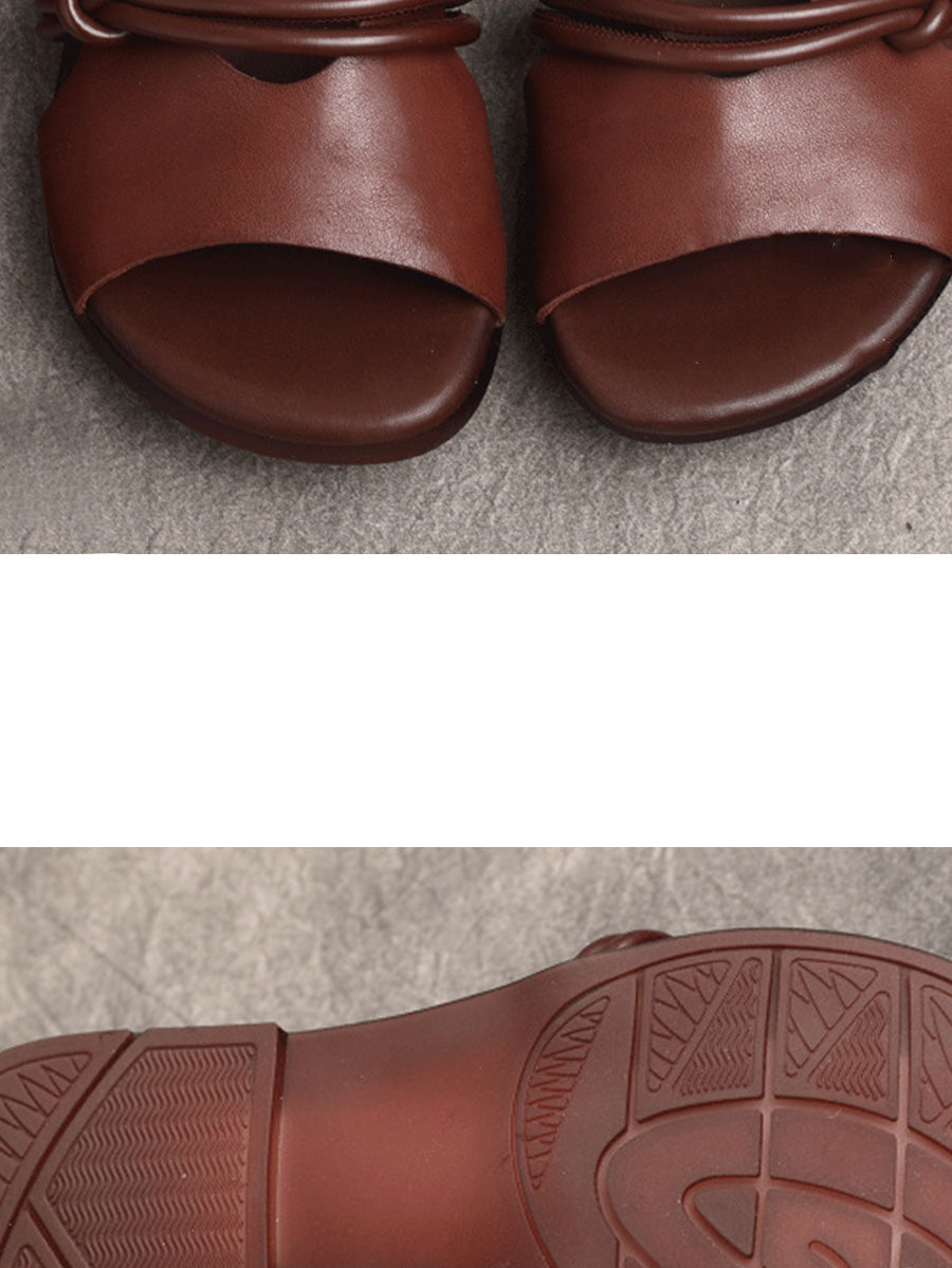 Women Summer Genuine Leather Open Toe Sandals