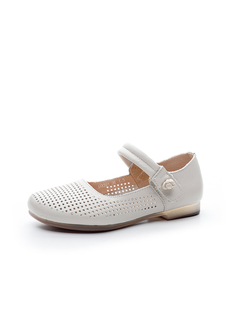 Women Casual Summer Genuine Leather Hollow Out Shoes