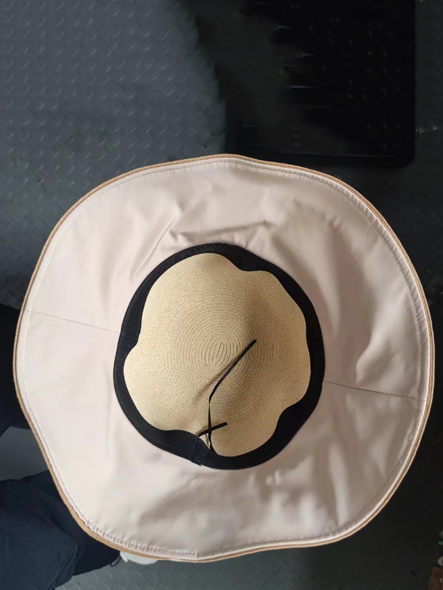 Women Casual Summer Straw Spliced Sunproof Hat