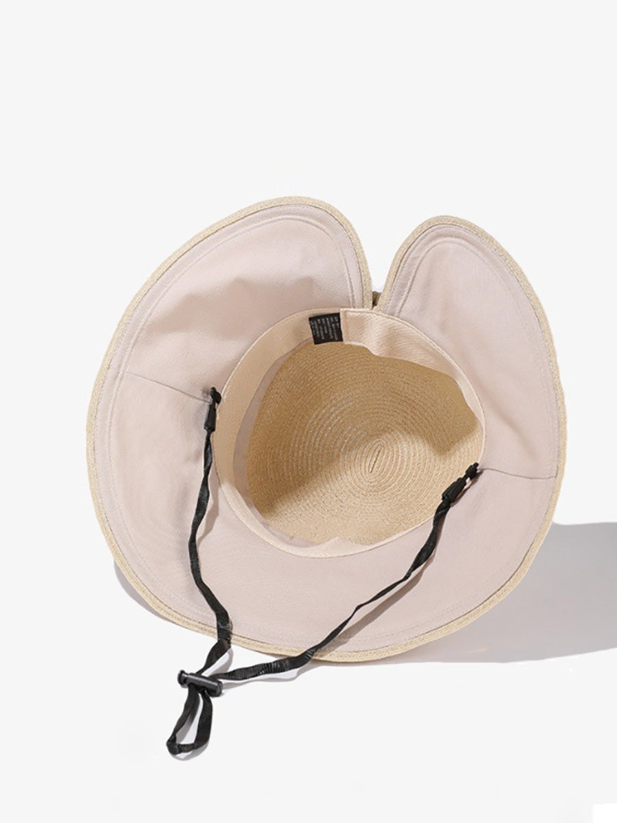 Women Casual Straw Spliced Bowknot Sunproof Hat