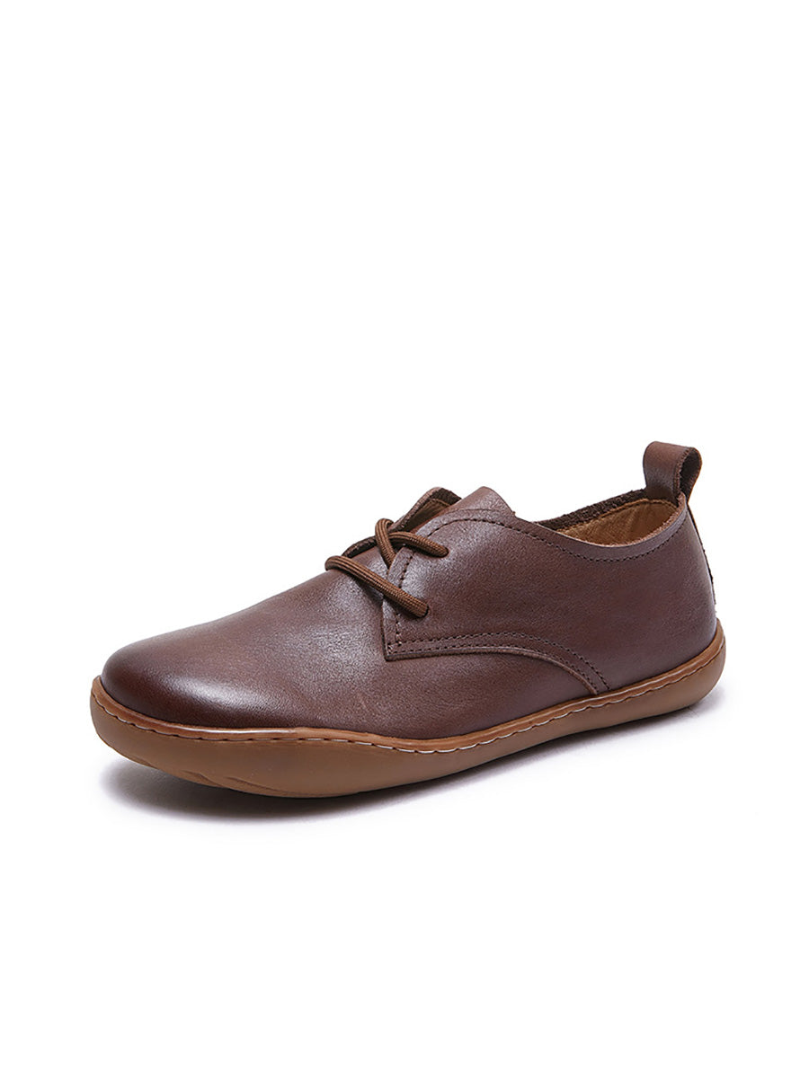 Women Summer Vintage Genuine Leather Flat Shoes