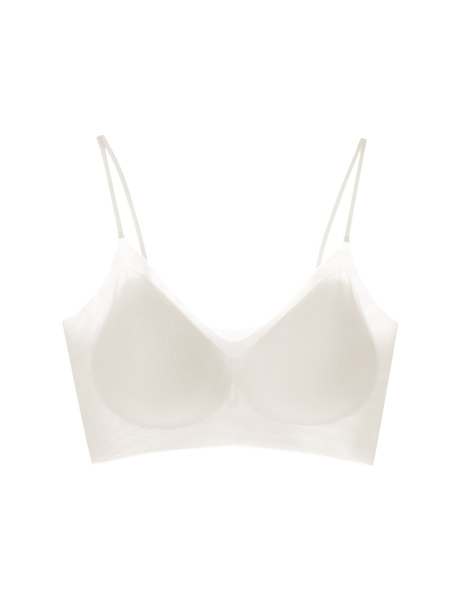 Women Artsy Summer Pure Color Satin Seamless Bra