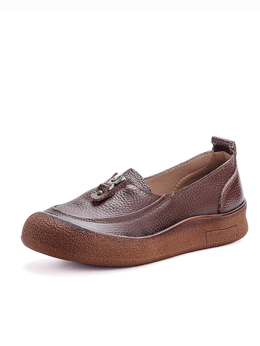 Women Vintage Summer Soft Leather Platform Shoes