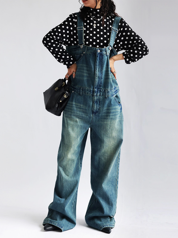 Long Sleeves Loose Polka-Dot Heaps Collar T-Shirts Tops