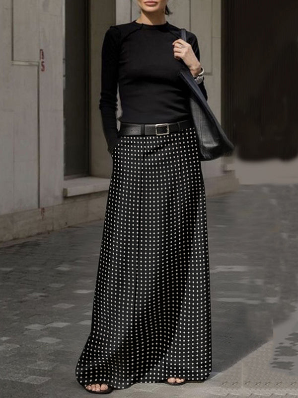 H-Line Loose Polka-Dot Split-Joint Skirts