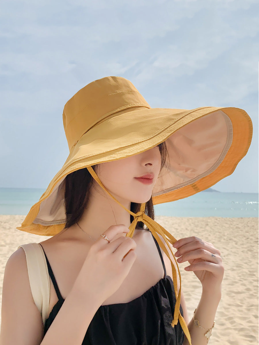 Women Casual Large Brim Dual-side Wearing Sunproof Hat