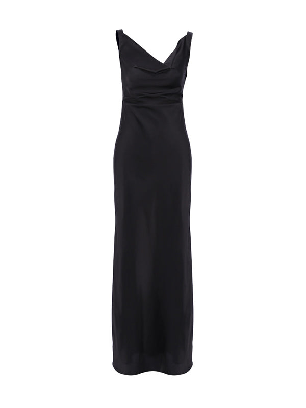 Bodycon High Waisted Solid Color V-Neck Maxi Dresses