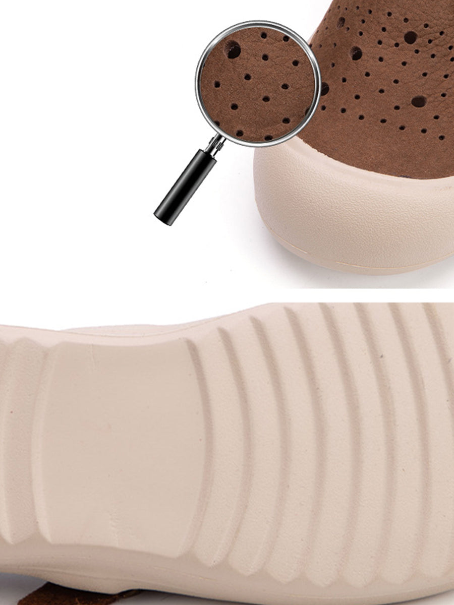 Women Summer Vintage Genuine Leather Flat Shoes