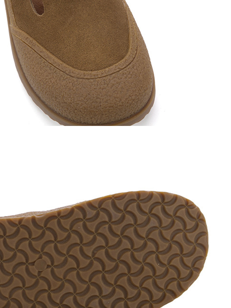 Women Summer Retro Genuine Suede Leather Flat Shoes