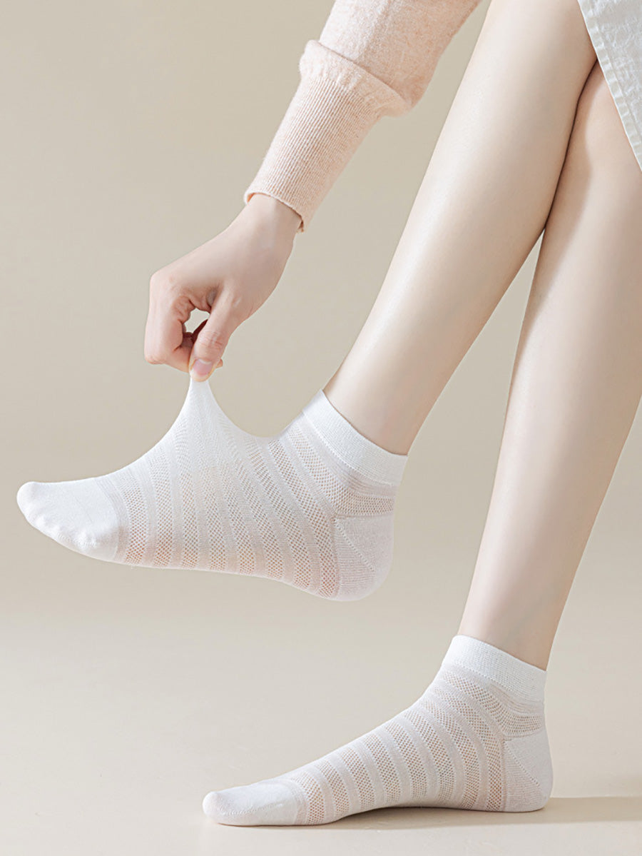Women Casual Summer Stripe Thin Stripe Short Socks
