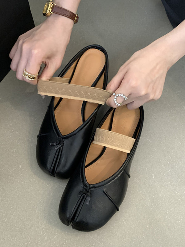 Elasticity Shallow Cut Split-Joint Split-Toe Flat Shoes Slippers&Mules