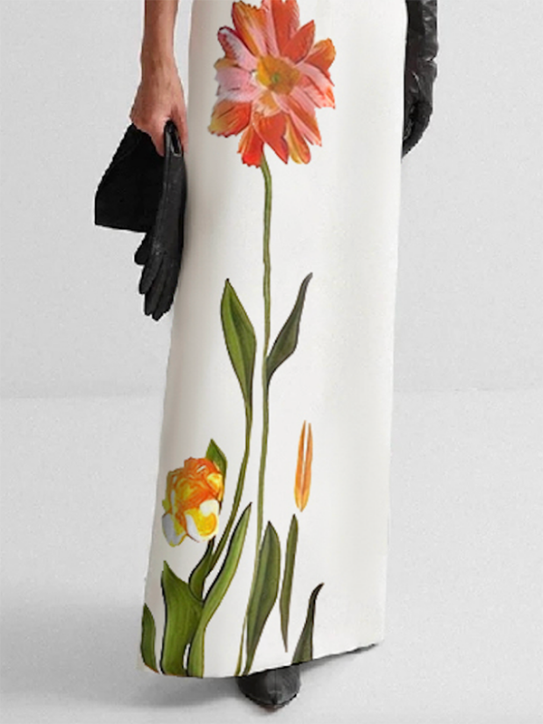 H-Line Flower Print Skirts Bottoms