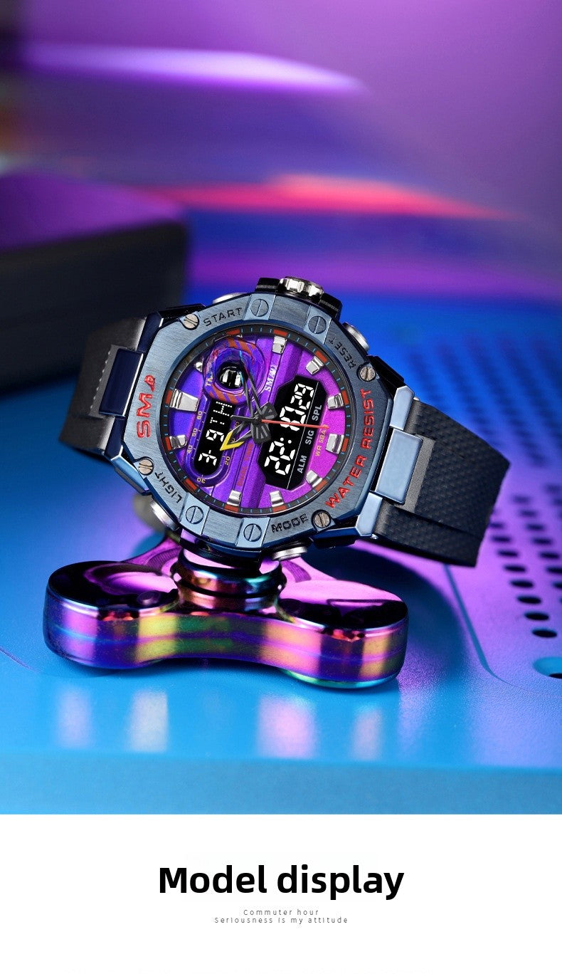 Men's Quartz Watch With Round Dial Featuring Plexiglass Mirror And TPU Strap With Pin Buckle