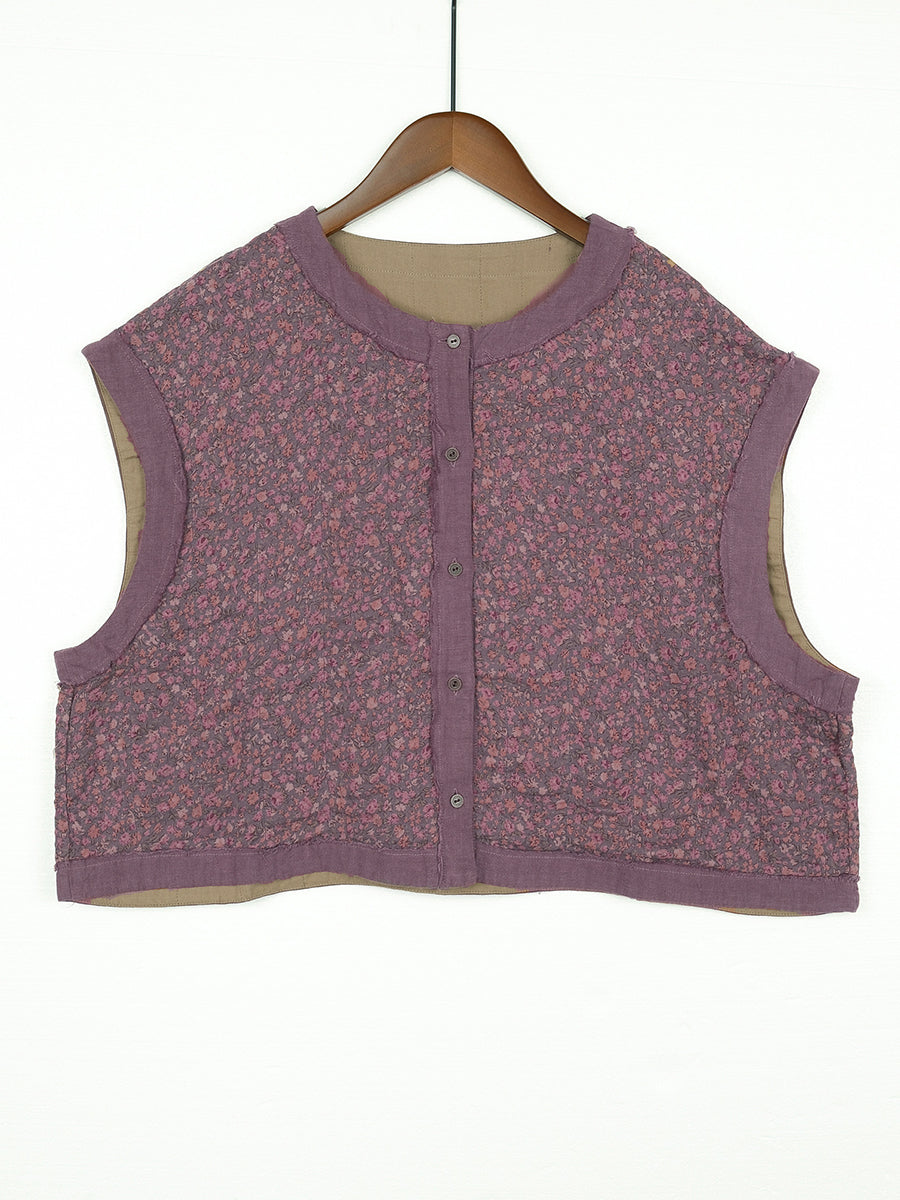Women Vintage Floral Spliced Spring Cotton Vest
