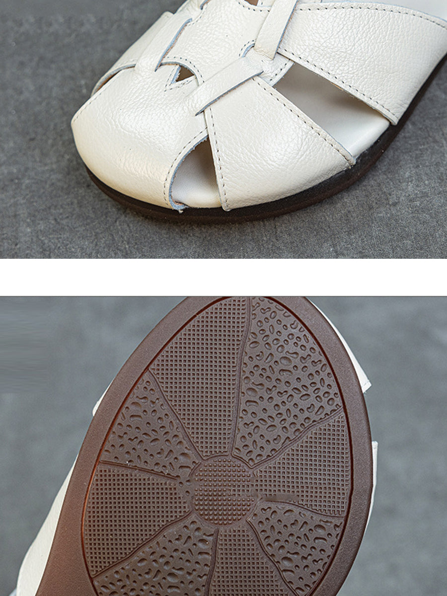 Women Summer Soft Leather Spliced Sandals