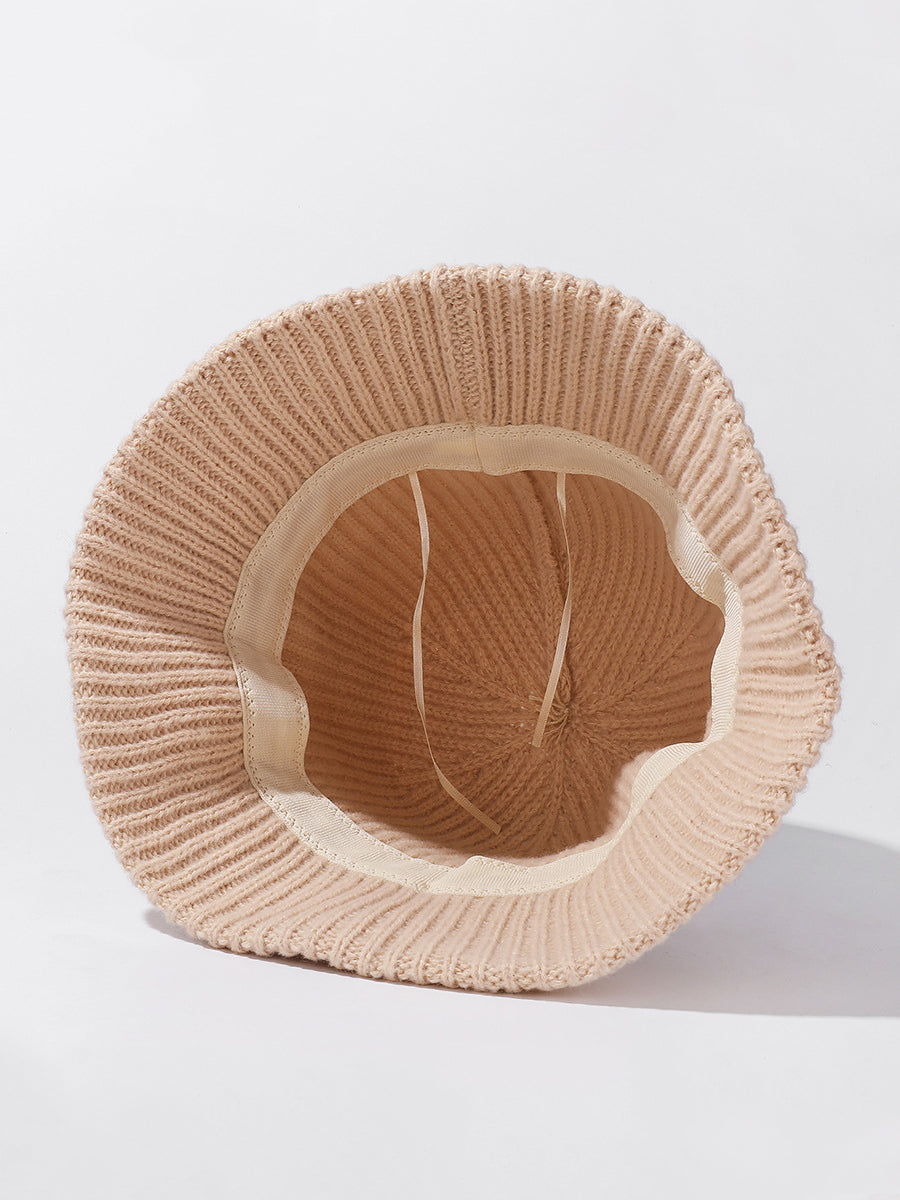Women Autumn Casual Pure Color Knitted Bucket Hat