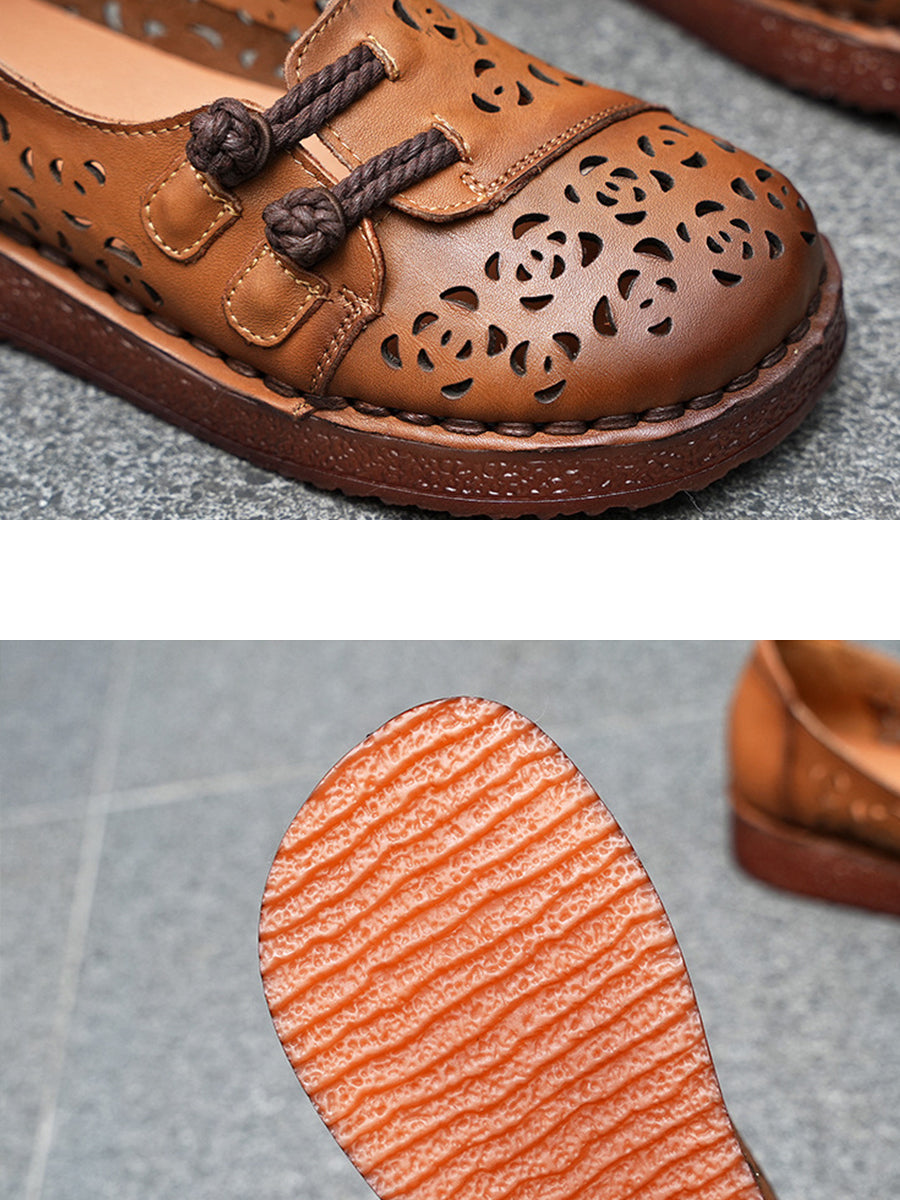 Women Summer Ethnic Hollow Out Low Heel Shoes