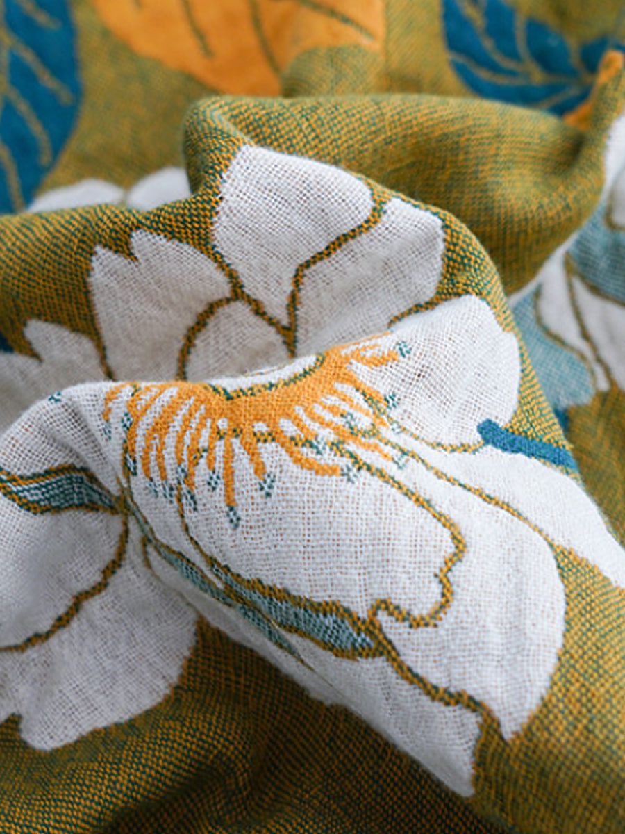 100%Cotton Flower Jacquard Bedcover Blanket Quilt