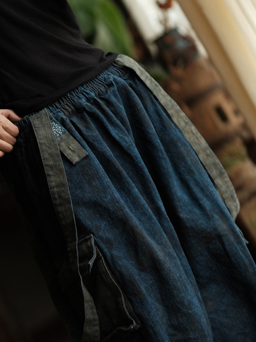 Women Summer Retro Cotton Low Crotch Pants Jumpsuits