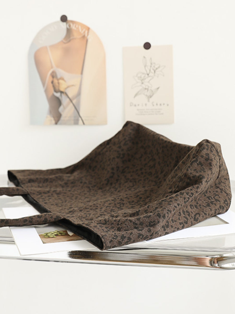 Women Vintage Leopard Print Dual-side Shoulder Bag
