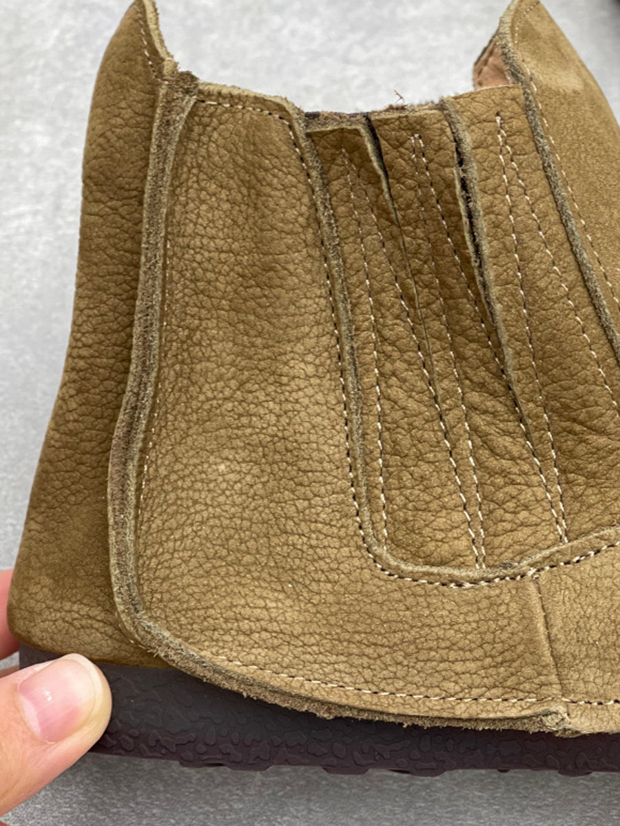 Women Vintage Genuine Leather Spliced Ankle Boots