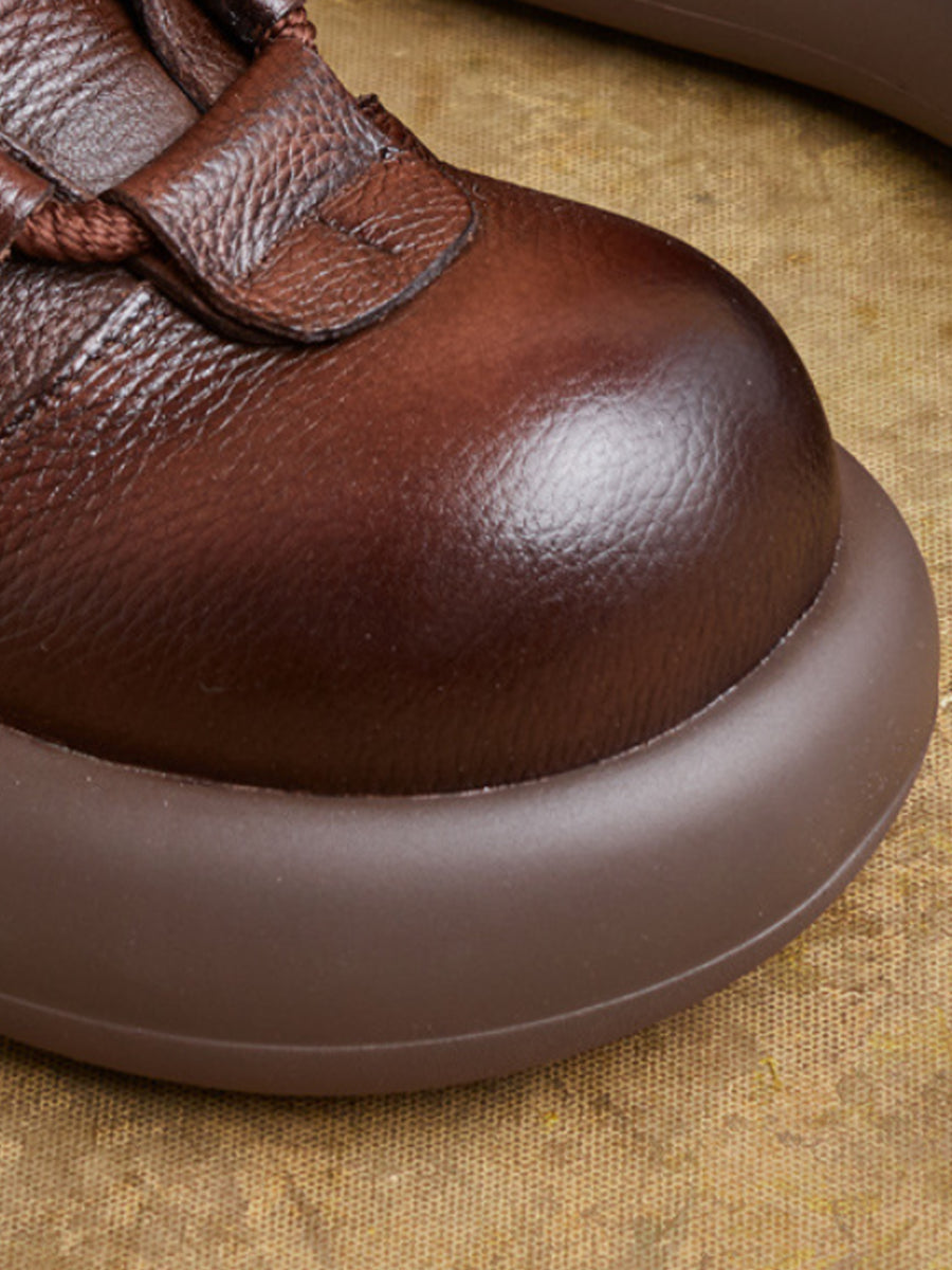 Women Winter Genuine Leather Platform Ankle Boots