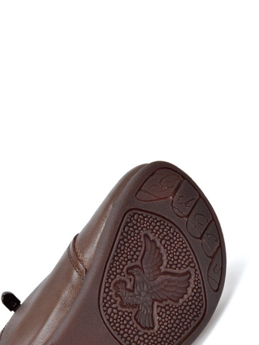 Women Autumn Genuine Leather Low Heel Shoes