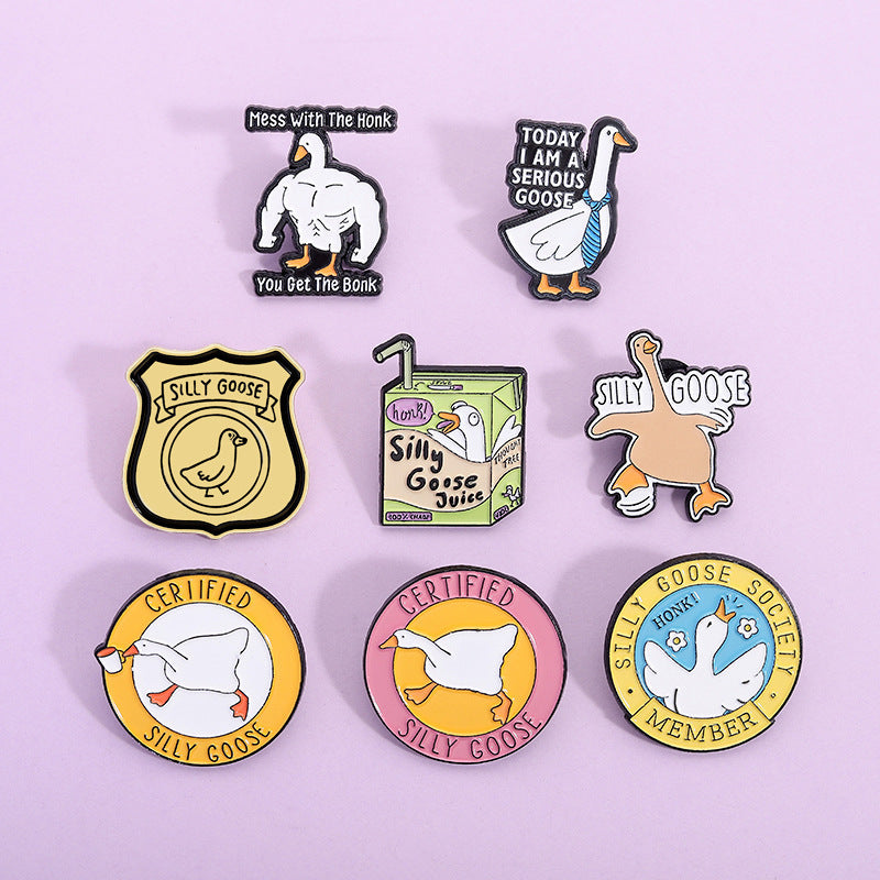 Cartoon Duck Lapel Pin Badge Zinc Alloy Backpack Decoration Accessories Trendy Letter Jewelry