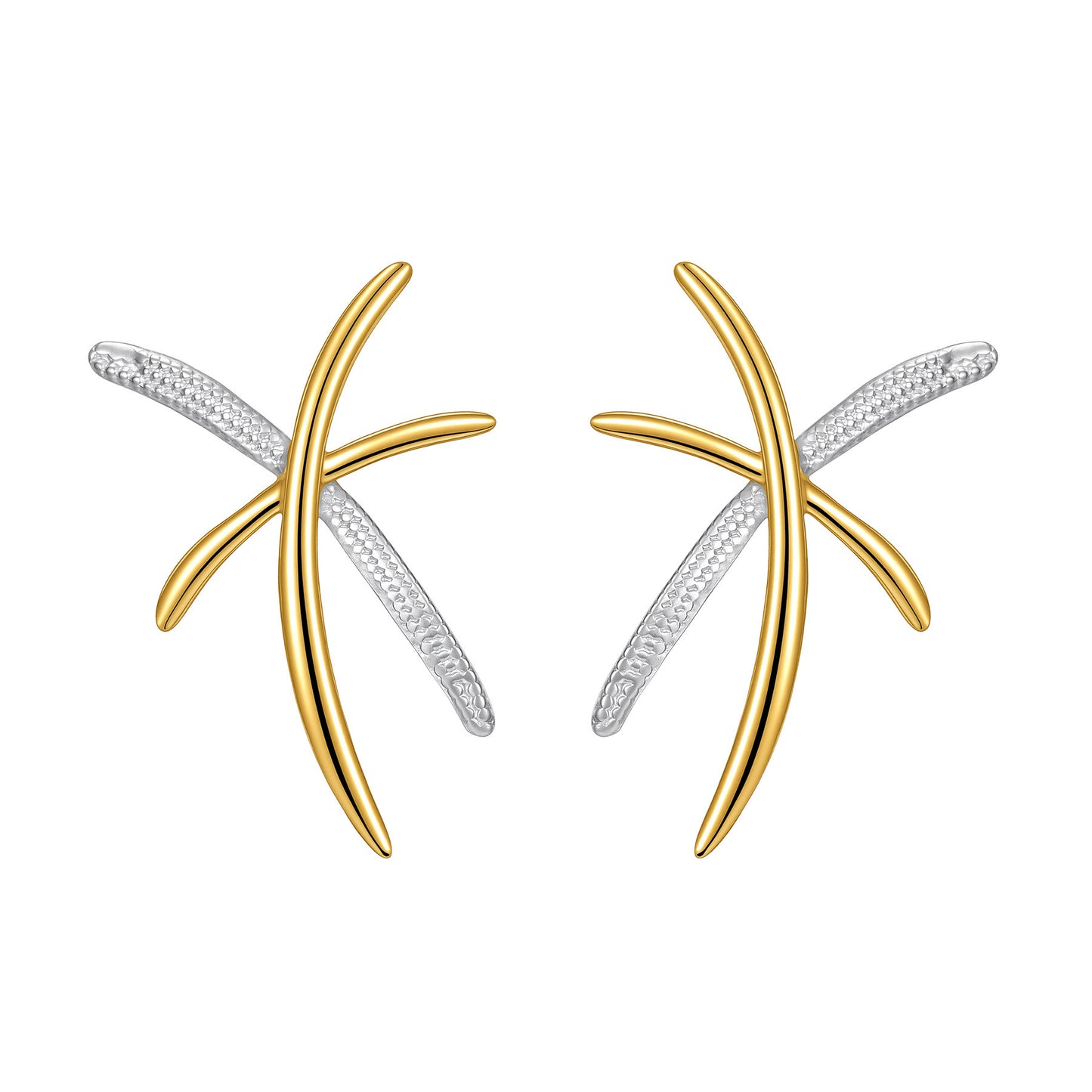 Vintage Stainless Steel Two-tone Cross-shaped Earrings Geometric Line Ear Jewelry Rubber Inlaid Accessories