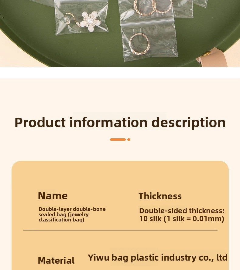 100 PCS Transparent Plastic Jewelry Packaging Bags With Resealable Closure For Secure Storage