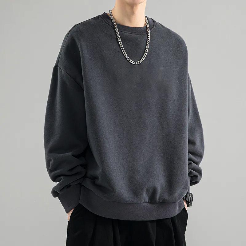 Men's Casual Grey Long Sleeve Hoodie In Polyester Fabric