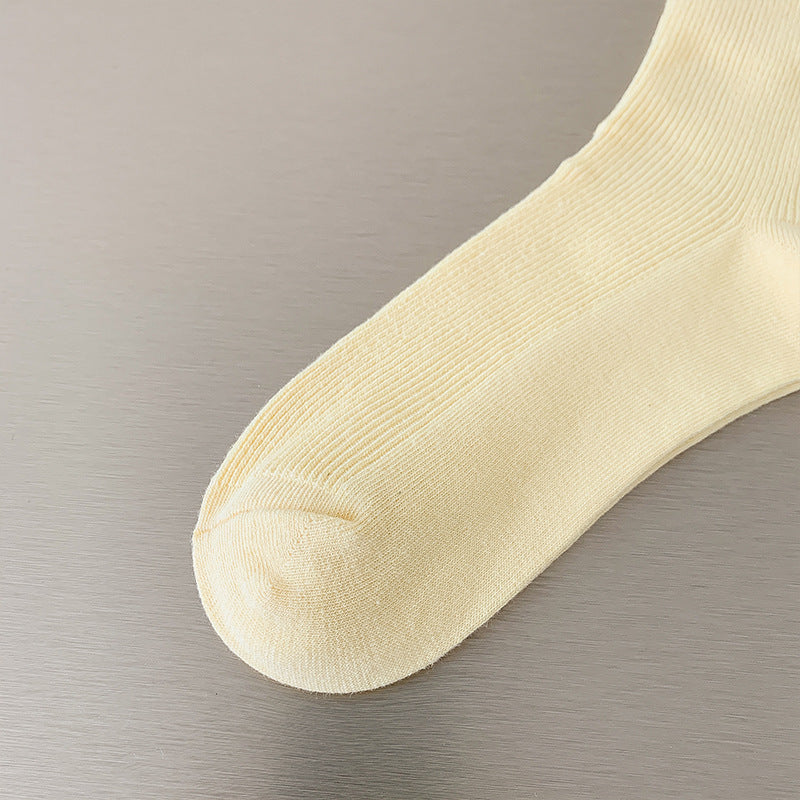 Color Block New Style Sweet Socks In White Featuring Breathable Cotton Fabric
