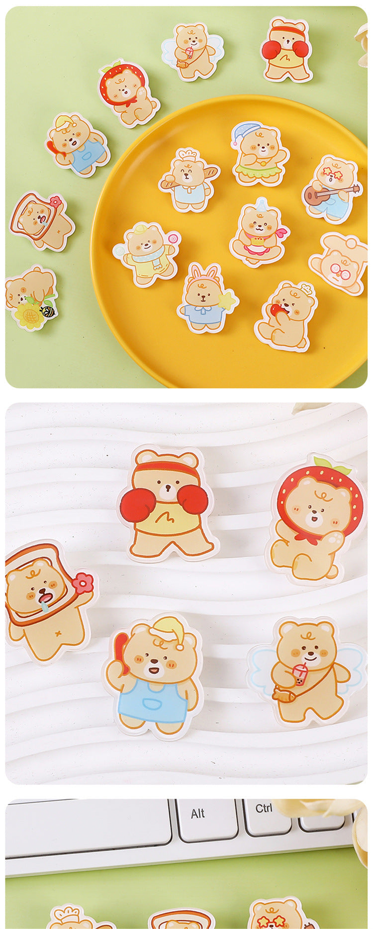 Animal Bear Cartoon Pin Brooches Made Of Acrylic Featuring Cute Design