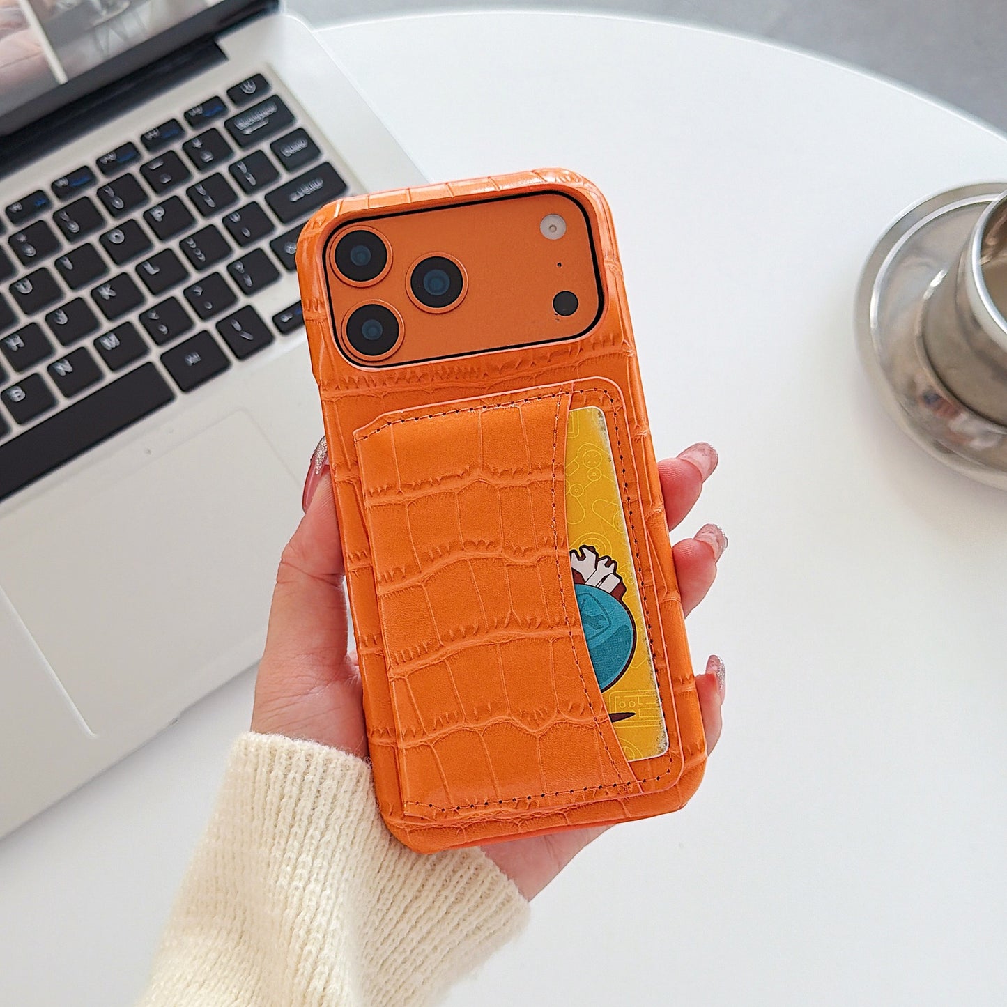 Crocodile Pattern Phone Case For Apple Devices In Black Color, Stylish And Durable Mobile Protection