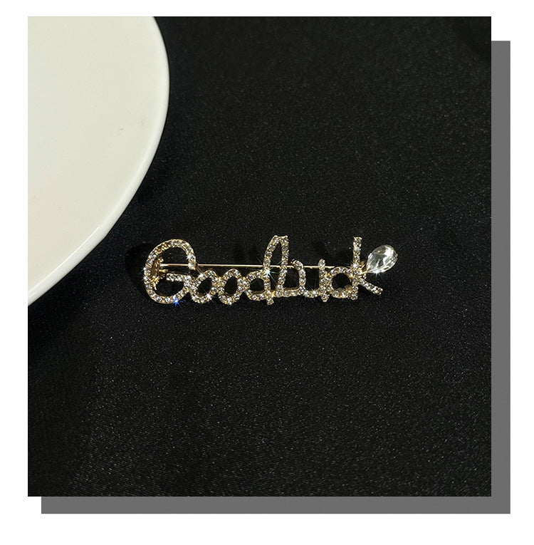 Pin Brooch Featuring Letter Pattern In Zinc Alloy With Multicolor Design