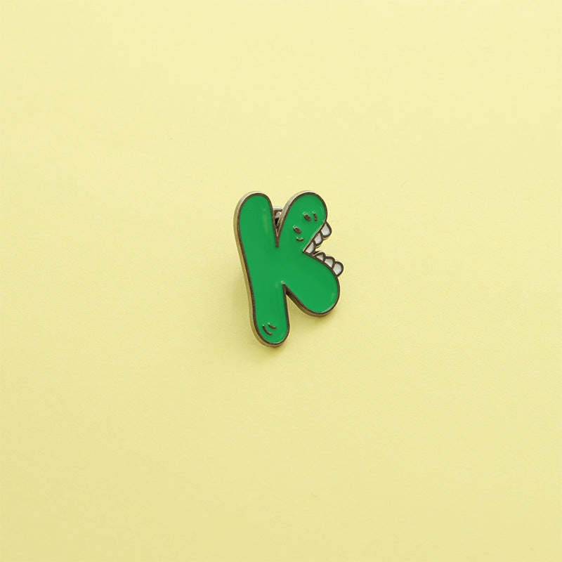 Letter Pin Brooch Featuring Cartoon Design In Durable Zinc Alloy Material