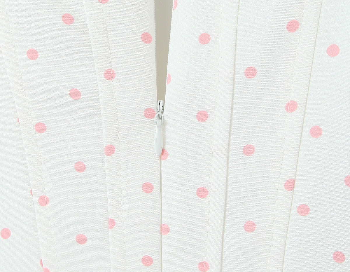 Polka Dot Dress Sleeveless Collarless Knee-Length Dress In Polyester Fabric