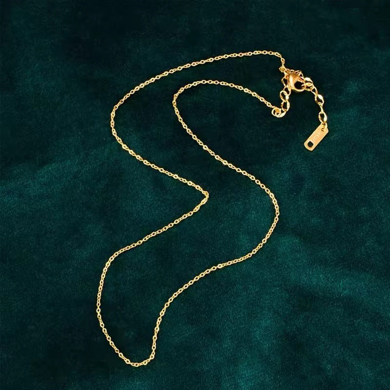 Lips For Love Charms Necklace In Golden Titanium Steel With Cable Chain