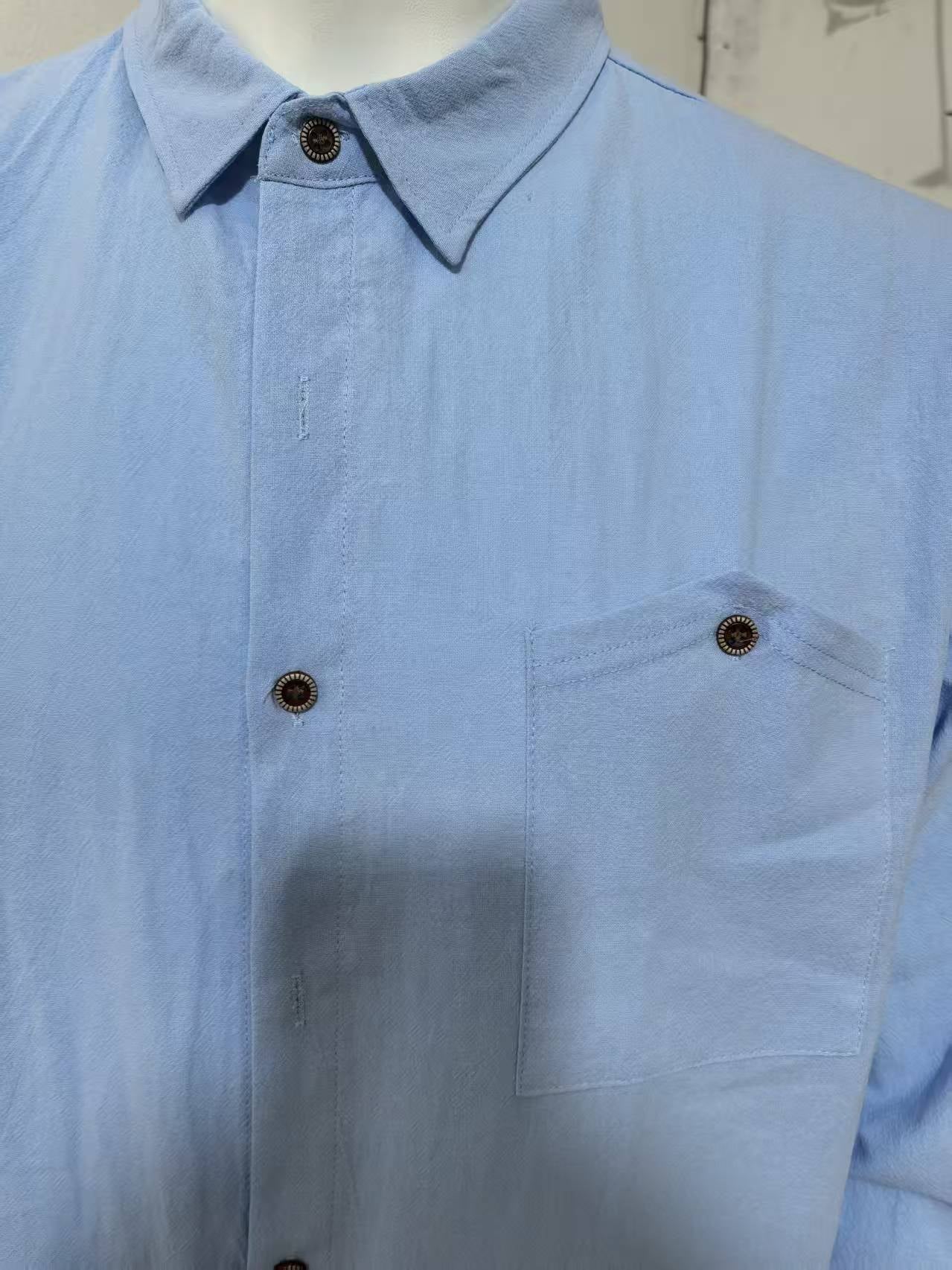 Solid Color Linen Long Sleeve Casual Blouse For Men With Hooded Design