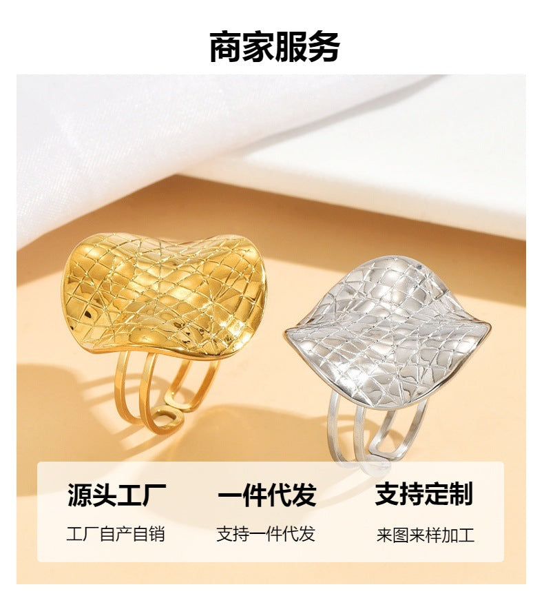 Retro Geometric Open Ring For Women In Steel Color, Stylish And Unique Design