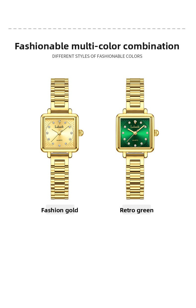 Women's Quartz Watch With Stainless Steel Strap And Jewelry Buckle, Featuring Tempered Glass Mirror And Pointer Display