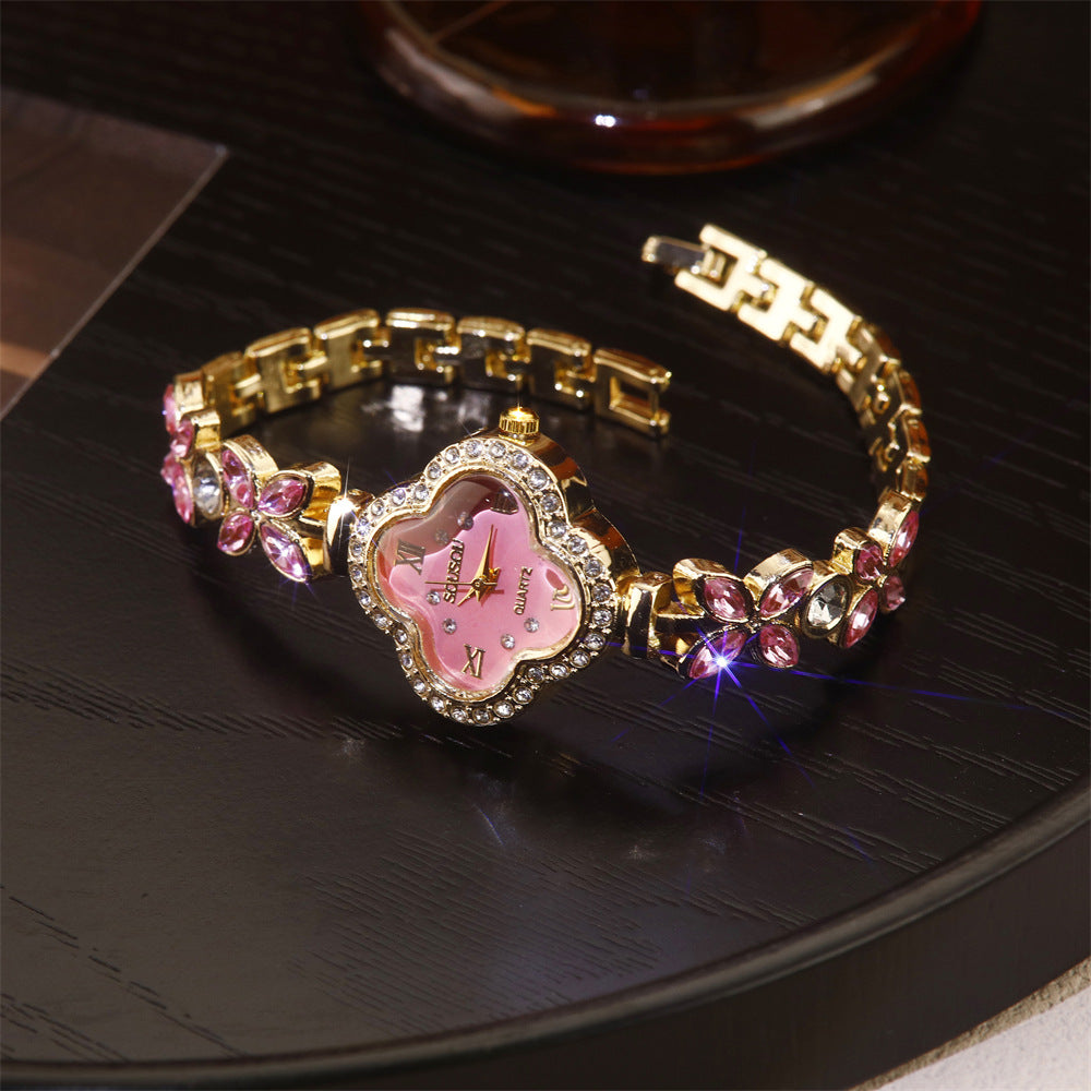 Women's Quartz Watch With Stainless Steel Strap And Jewelry Buckle, Featuring Ordinary Glass Mirror And Pointer Display