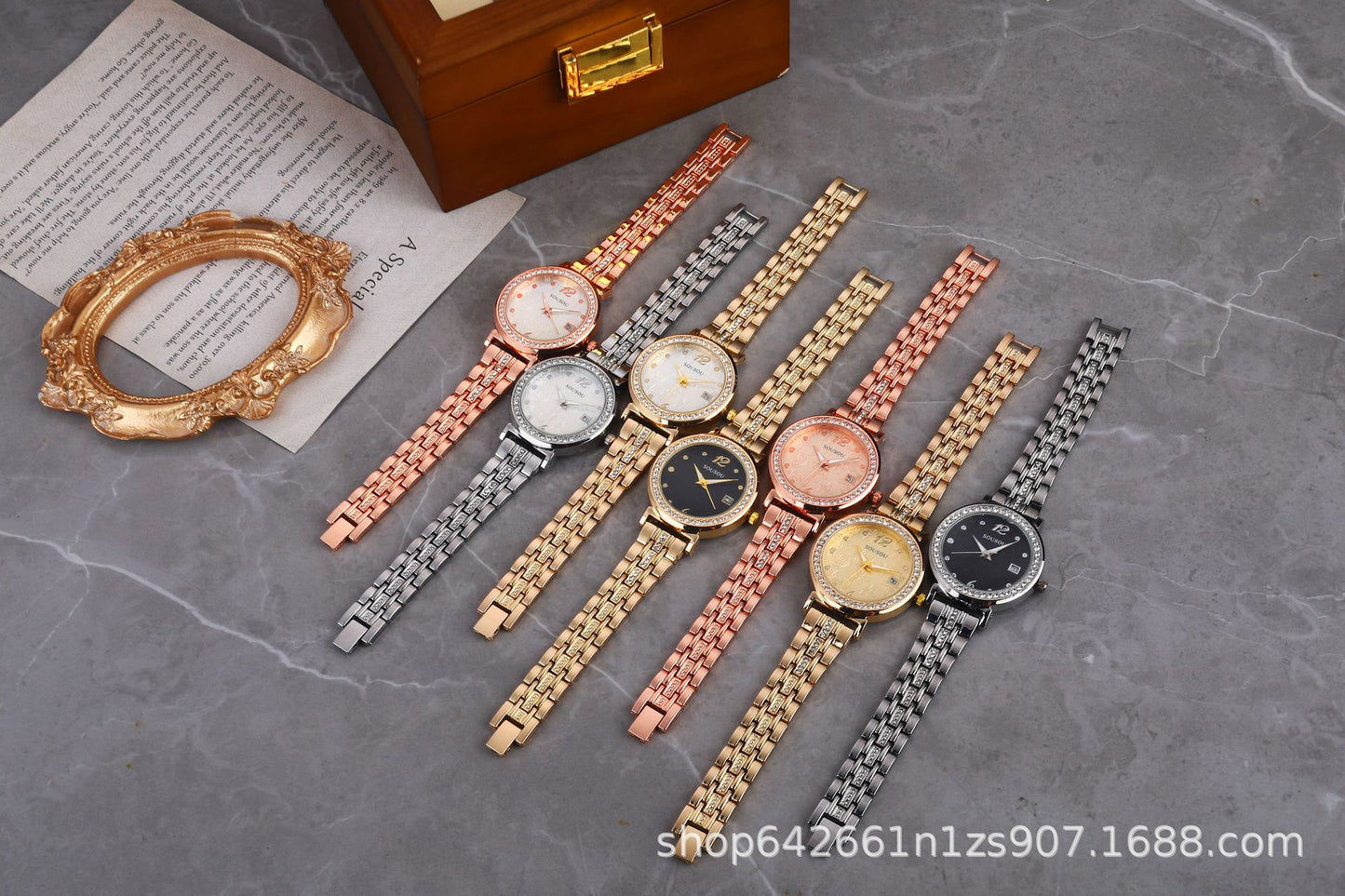 Women's Quartz Watch With Stainless Steel Strap And Buckle, Featuring Tempered Glass Mirror And Pointer Display