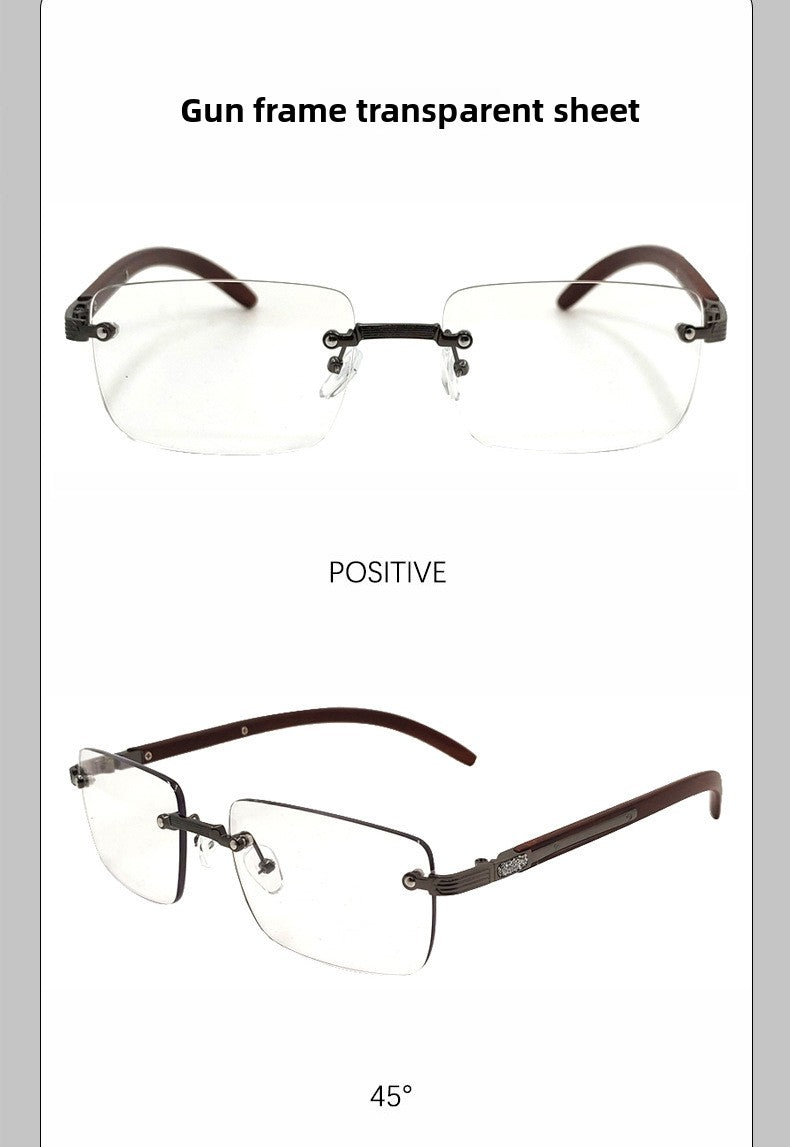 Frameless Square Blue Light Blocking Glasses With PC Lens Material, Ideal For Summer Wear