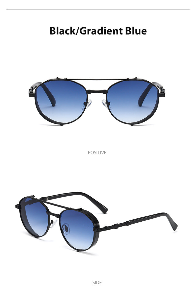 Unisex Round Frame Full Frame Sunglasses With PC Lens Material In Golden, Perfect For Summer