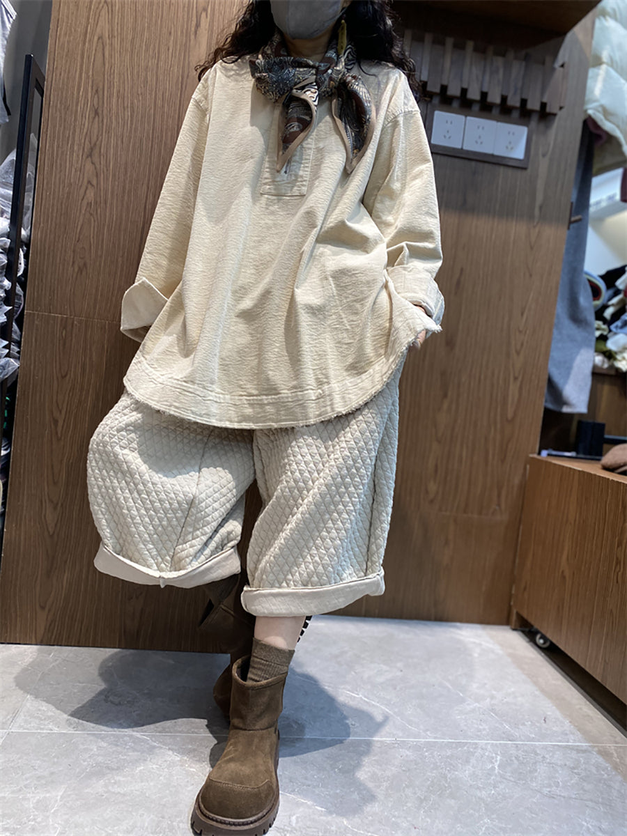 Plus Size Women Autumn Casual O-Neck Zipper Corduroy Sweatshirt